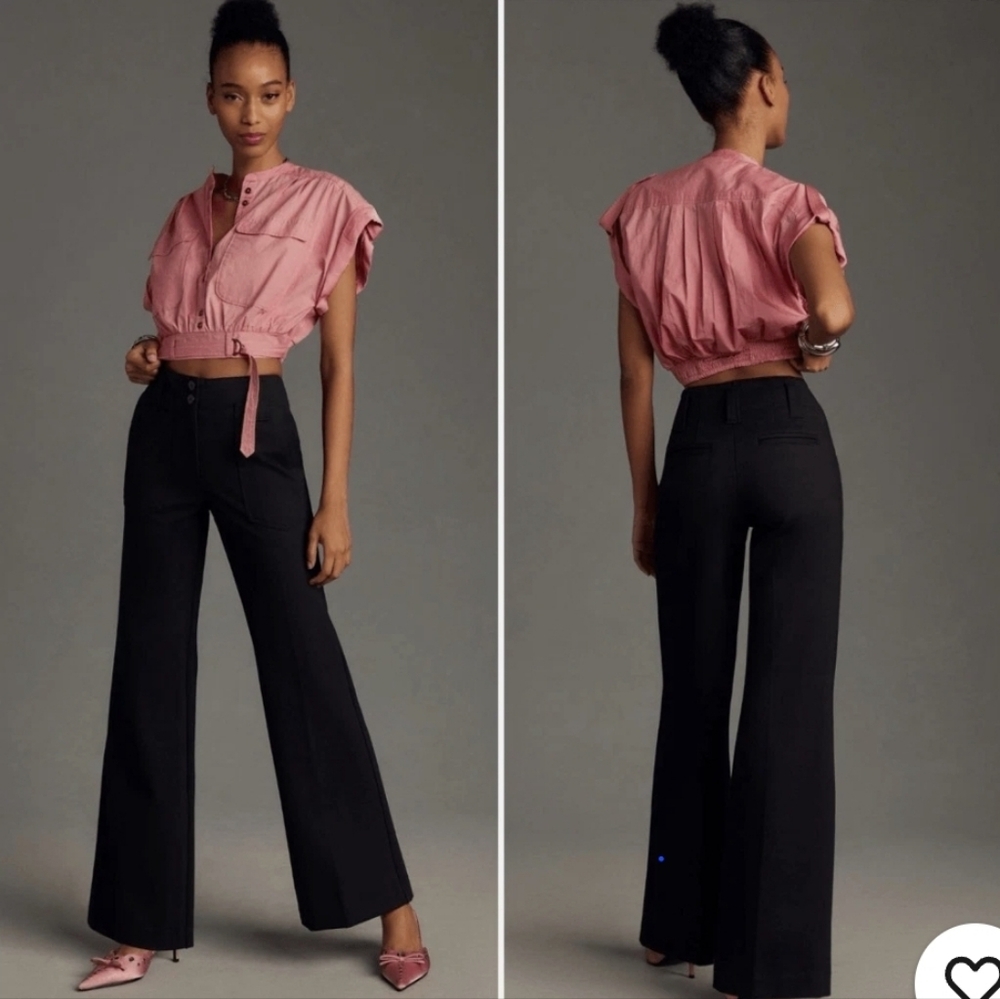 Maeve Naomi Ponte Black Wide Leg Pants